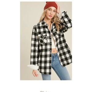 BluIvy Black & White Buffalo Plaid Button-Down Jacket- Size M